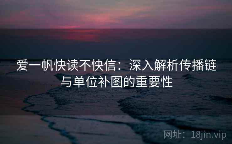 爱一帆快读不快信：深入解析传播链与单位补图的重要性